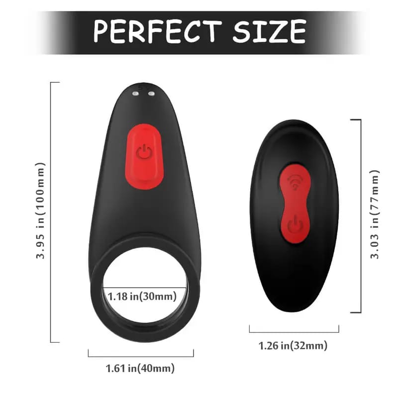 Black & Red Remote-Controlled Silicone Wellness Ring